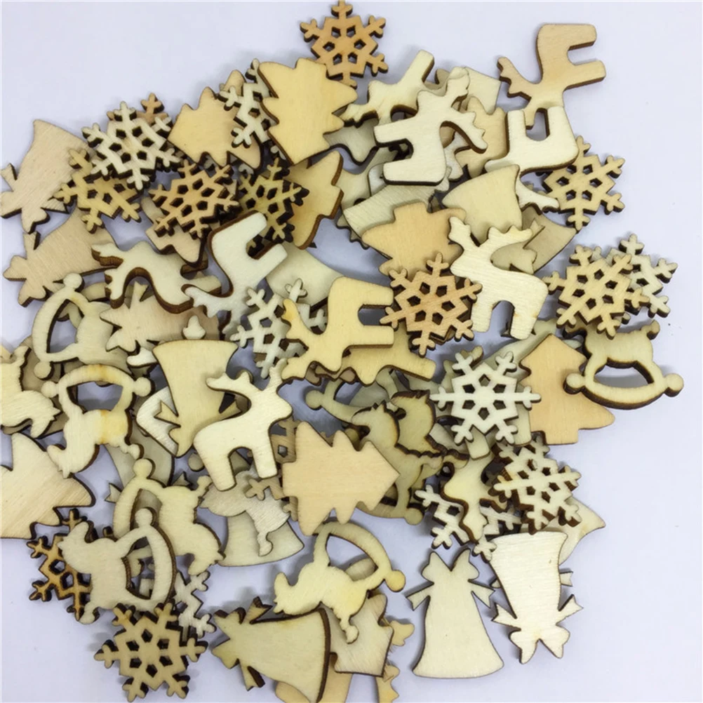 100 шт. деревянные украшения снежинка сделай сам лошадь олень лента Смешанные