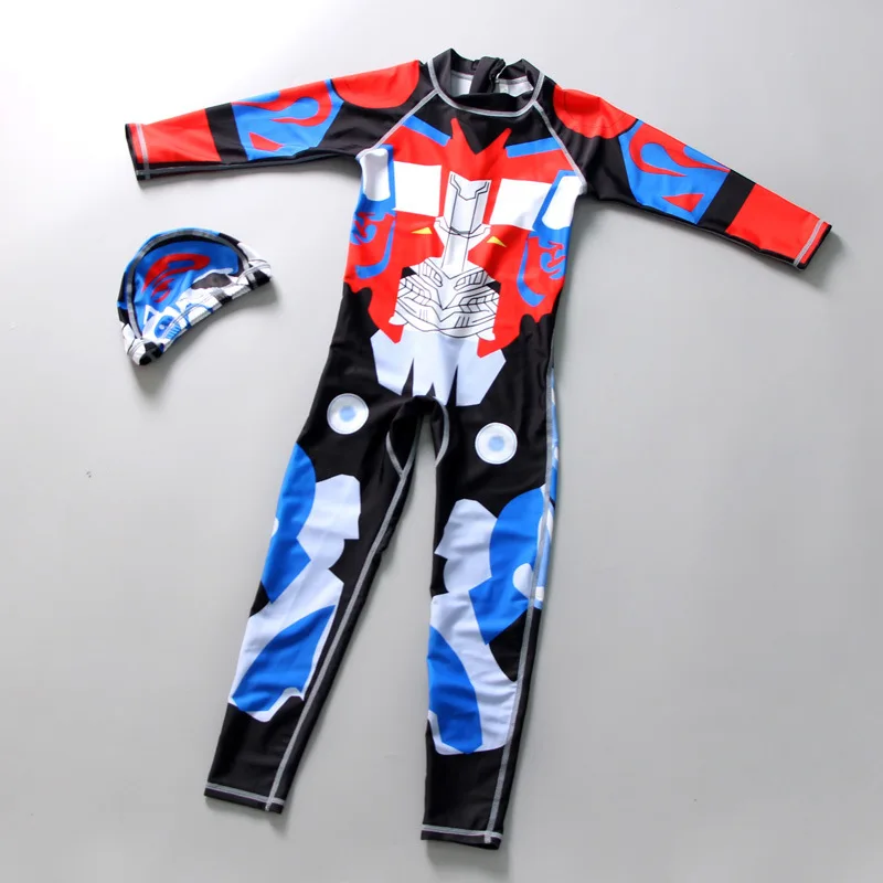 Цельный Детский купальник для мальчиков купальный костюм с длинными рукавами
