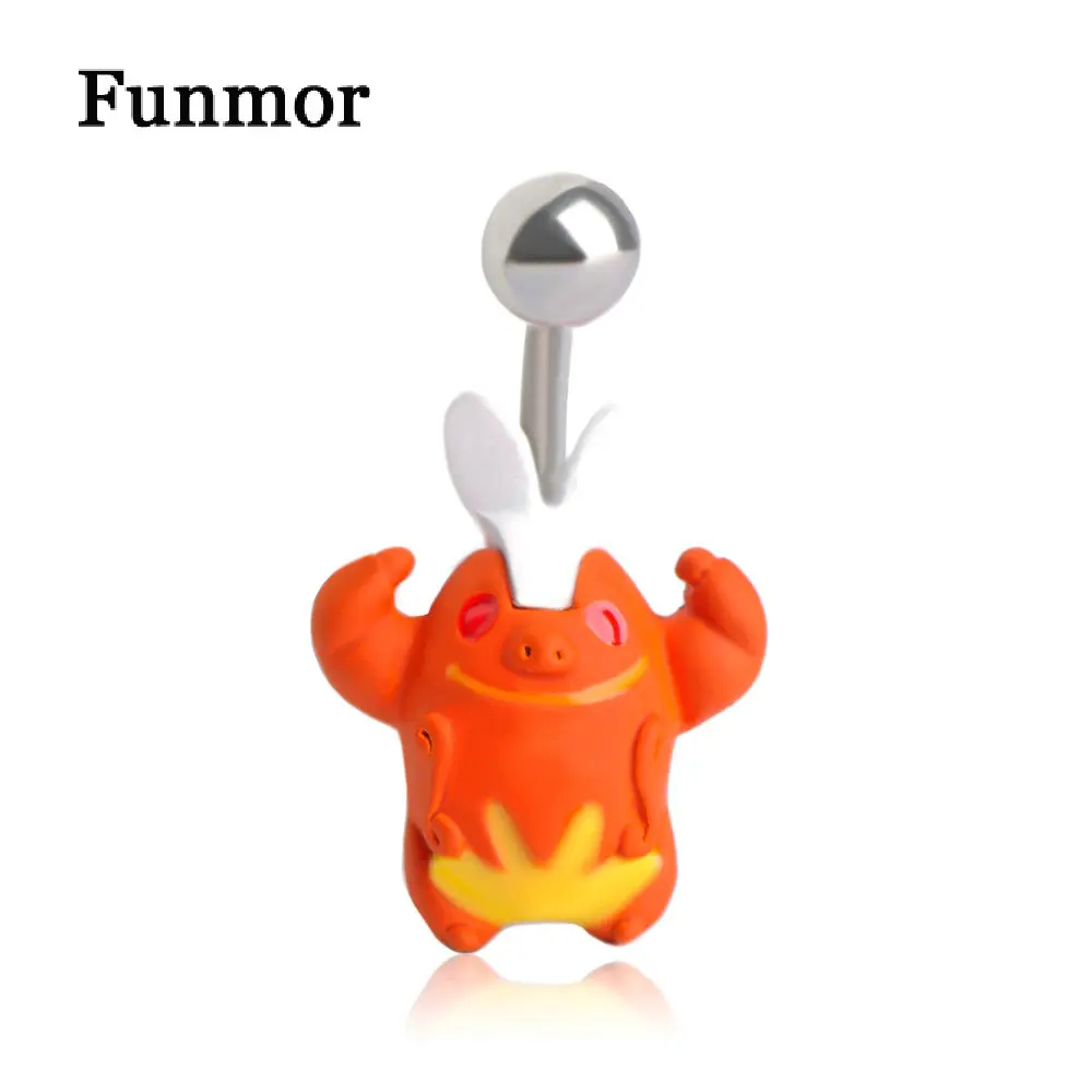 Funmor летнее эмалевые шармы в виде медведей пупок живота кольцо на для женщин и