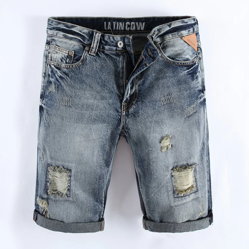 Итальянский Стиль модные Для мужчин S Джинсы для женщин Шорты в стиле ретро