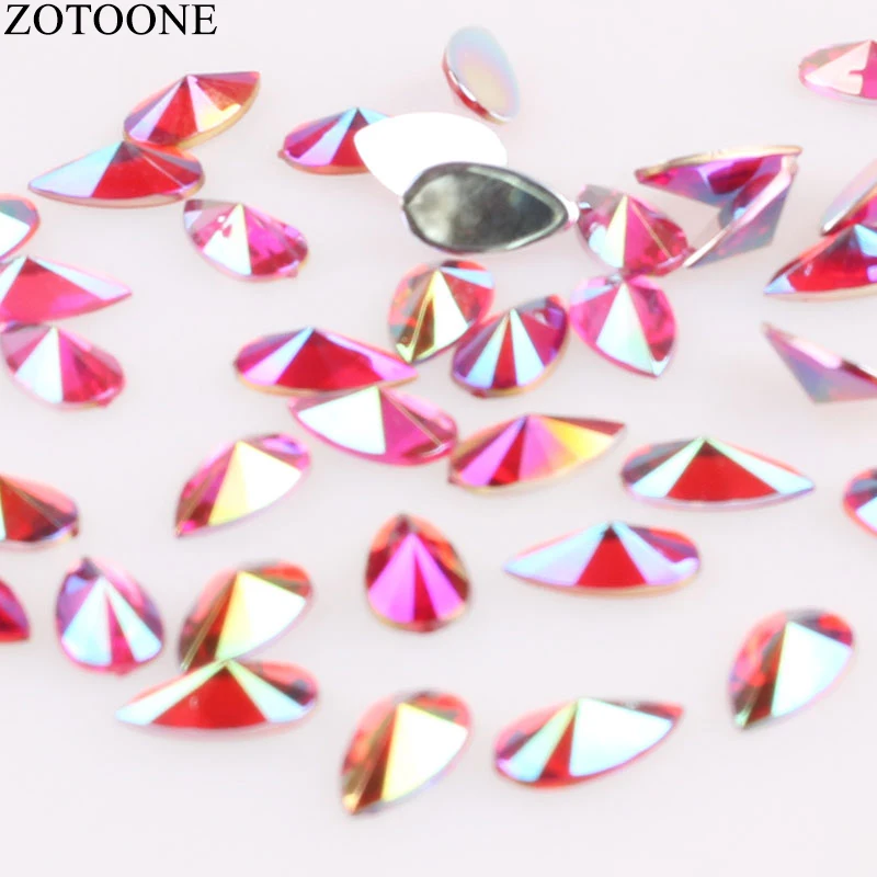 ZOTOONE 100 шт Кристалл AB Клей Flatback цвет акриловый дизайн ногтей блестящие стразы
