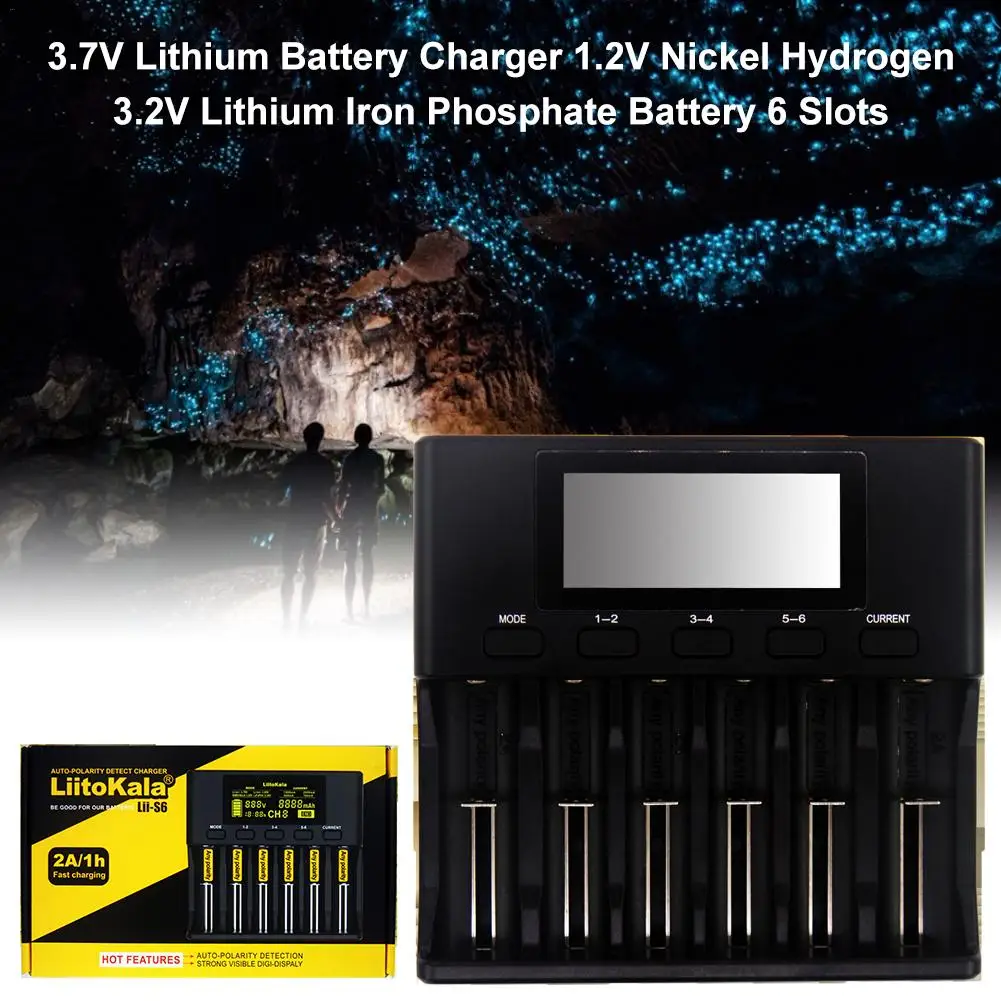 3,7 V литиевая батарея зарядное устройство 1,2 V Никель-водород 3,2 V литий-железо-фосфат батарея 6 слотов