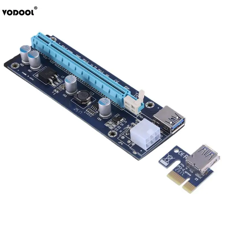 VODOOL 6Pin PCIE PCI E Express Riser Card 1X к 16X USB 3 0 конвертер кабель адаптер SATA для майнинга