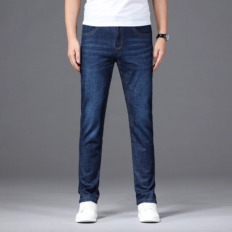 2019 New Slim Fit Small Straight Male Trousers Denim Pants Brand ClotheMen Classic Business Jeans Fashion Casual Primary Color | Мужская