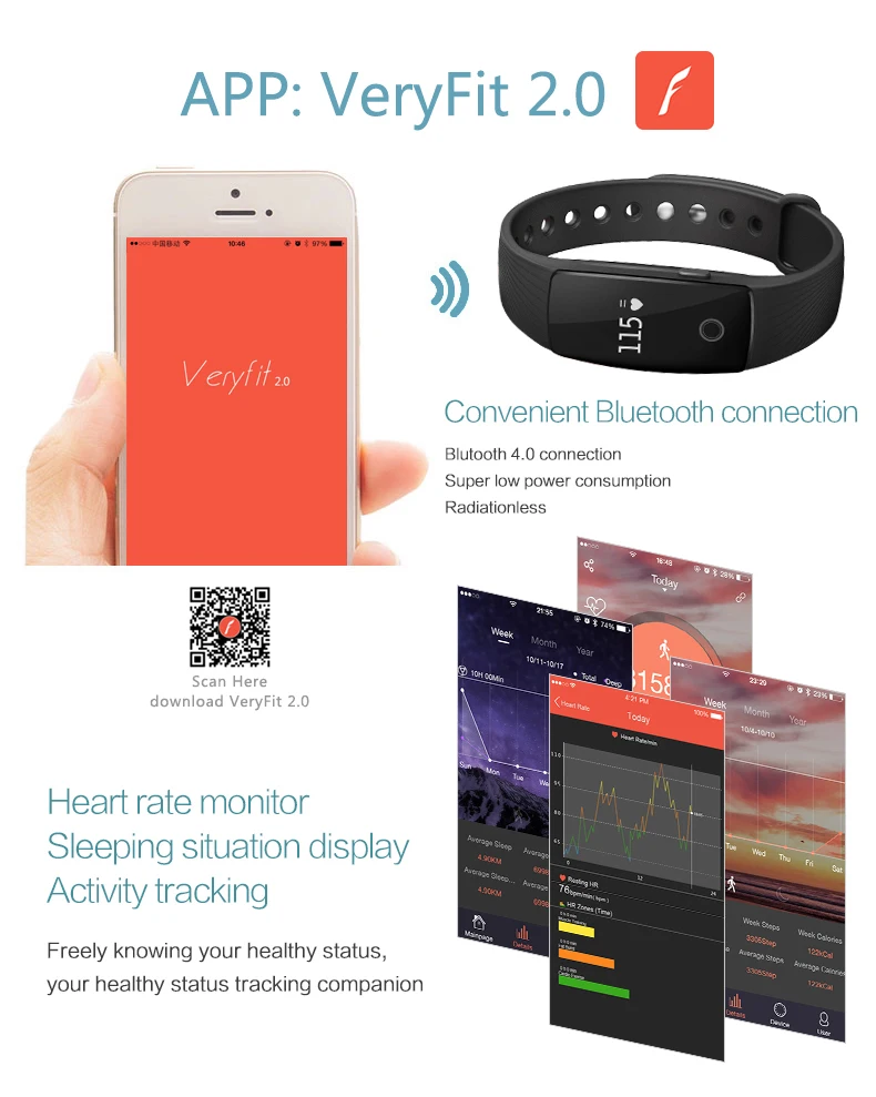 696 ID107 Bluetooth Smart Браслет Смарт наручные Монитор сердечного ритма браслет Фитнес