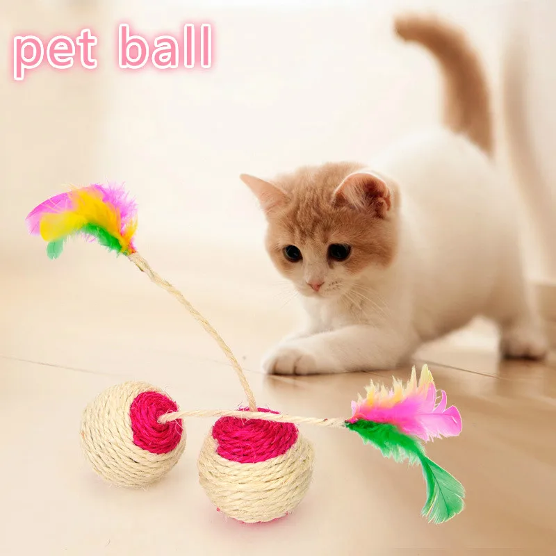 

Игрушка-мяч с разноцветным пером HOT Pet игрушки для собак и кошек, жевательные игрушки для собак интерактивный эластичный шарик, мяч