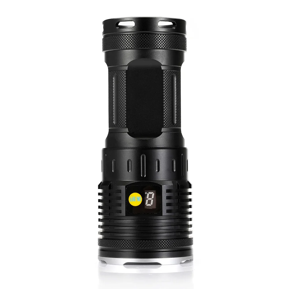 Barato Linterna LED Superbrillante De Alta Lúmenes, 12 X XM-T6, 4 Modos, Con Pantalla De Alimentación, Para Caza Al Aire Libre