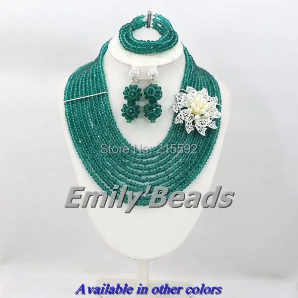 10 Layers African Costume Jewelry Set Teal Green Wedding Crystal Beads Big Promotion Free Shipping AES784 | Украшения и