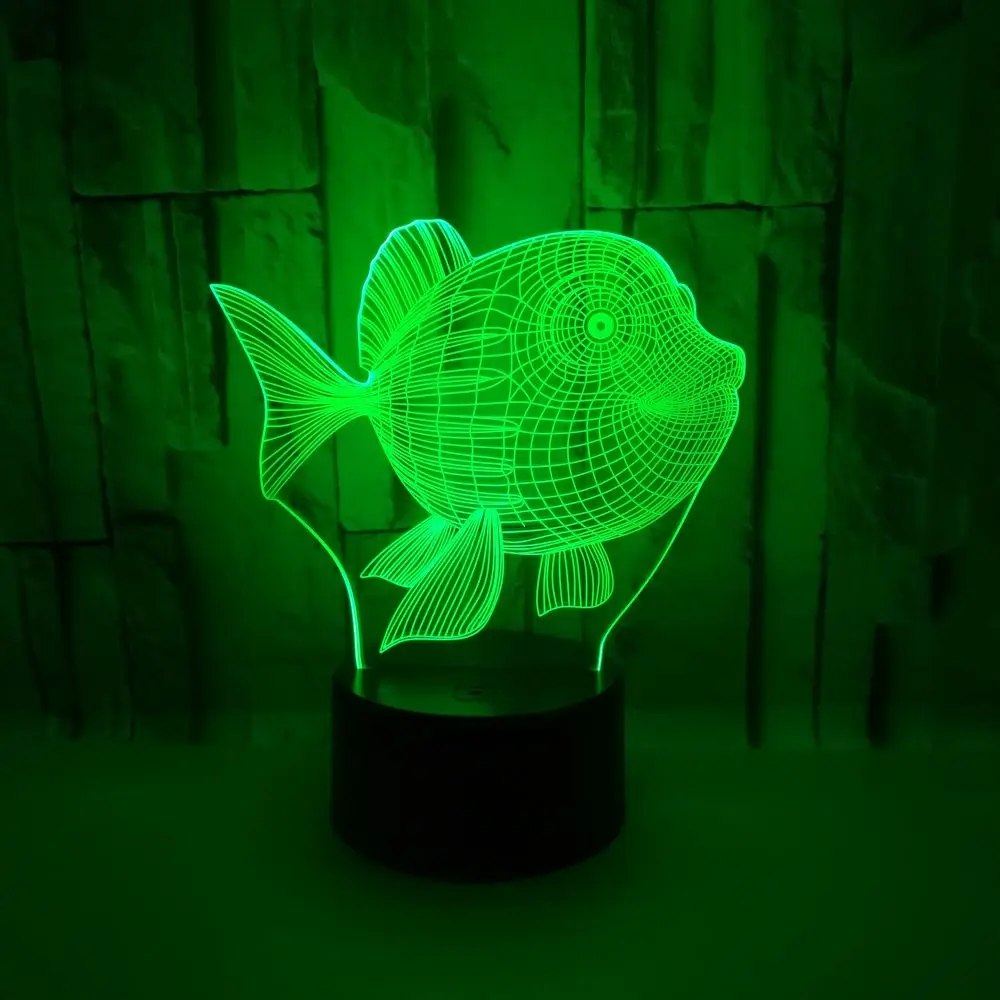 Настольная лампа Милая Золотая Рыба 3D LED USB декоративная детская спальня океан