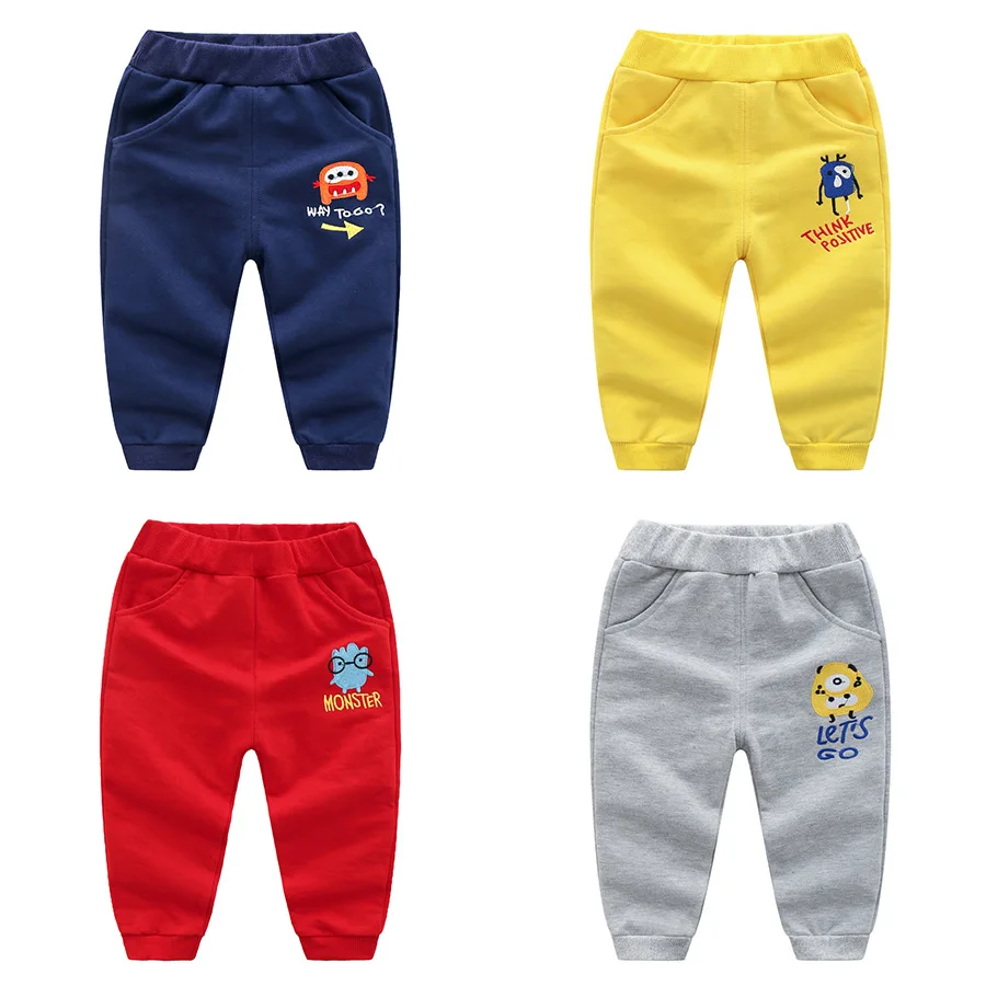 

2020 new kids cartoon sports pants baby Embroidery Pure cotton trousers spring autumn Children's clothes clothes