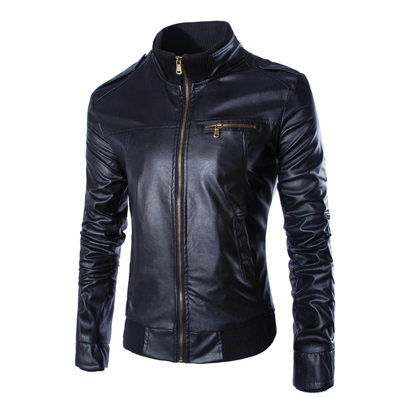 Модная мужская кожаная куртка в стиле ретро мотоциклетная из искусственной кожи