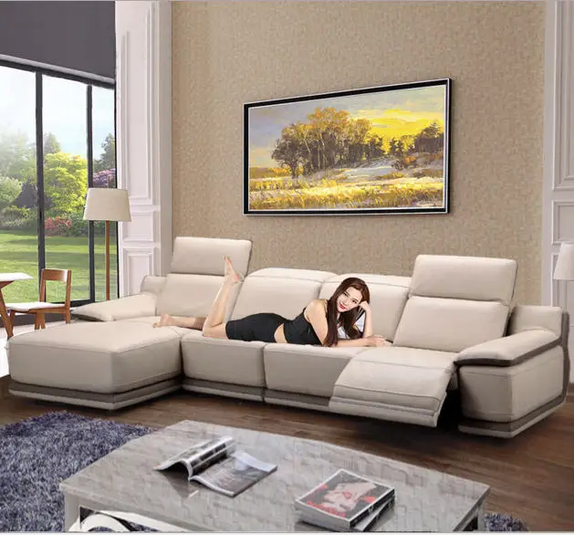 

Комплект угловых диванов для гостиной, Электрическое Кресло, секционные диваны из натуральной кожи, мебель для дома