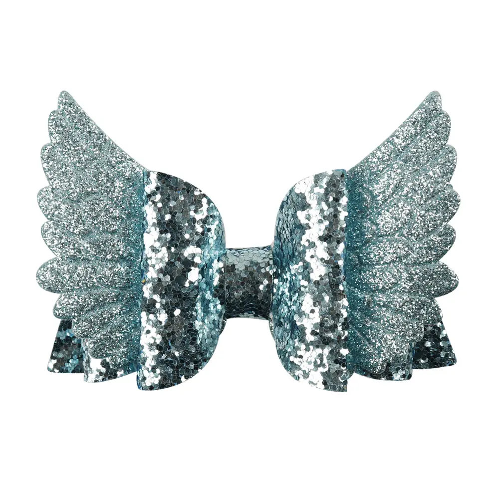 4 ''блестящие Многослойные банты для волос радужные крылья блестящий мини бант