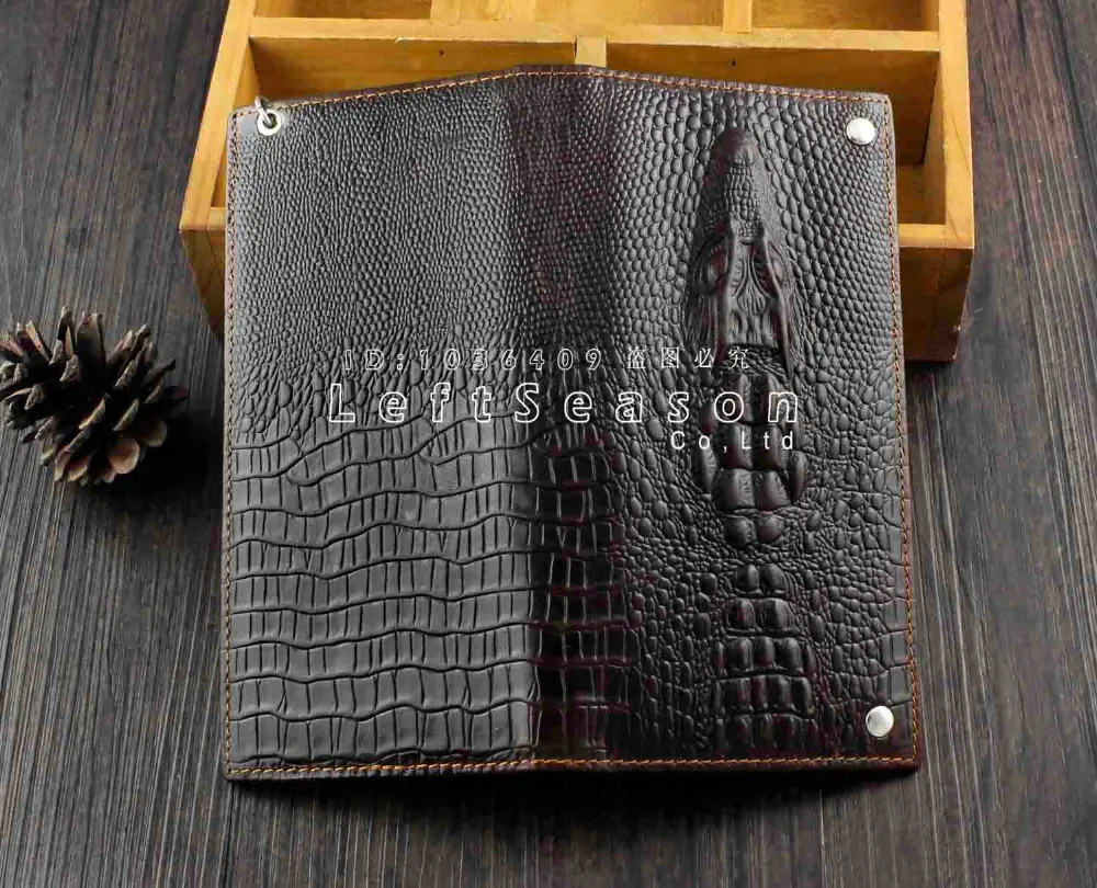 Мужской длинный кожаный кошелек с крокодиловой головой для мотоцикла в стиле