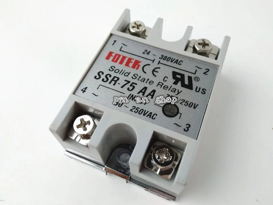 1 шт. SSR-75AA 75A твердотельные реле постоянного тока модуля на рост от 80 до 250V AC Вход