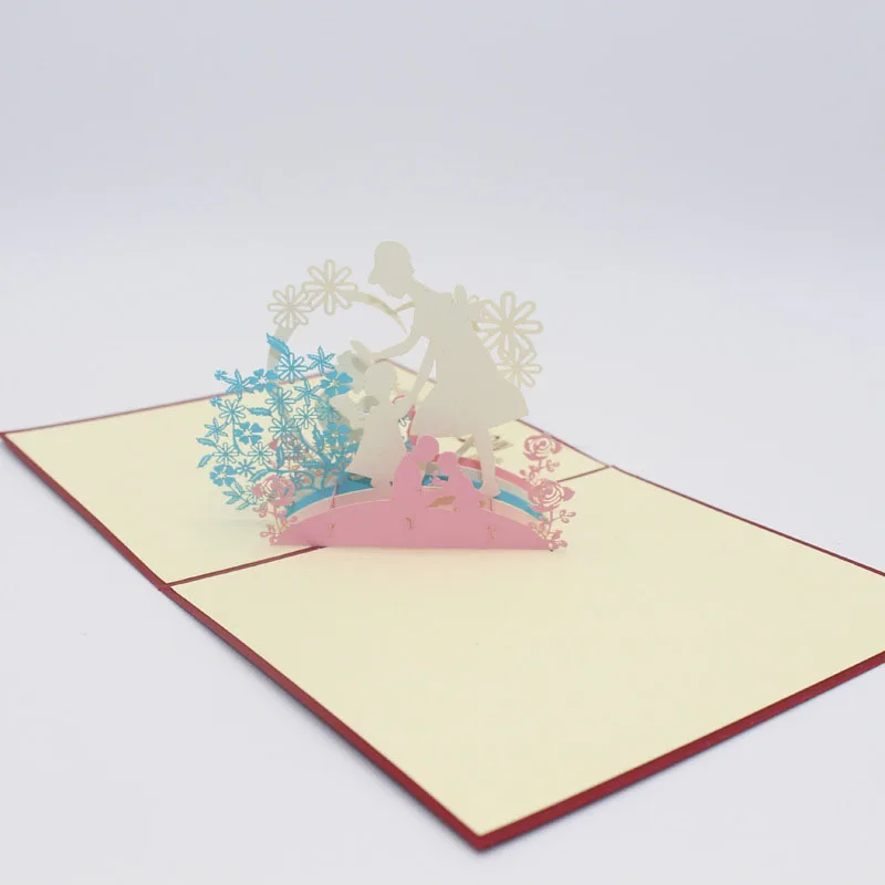 3D лазерная резка ручной работы милые бумажные Пригласительные открытки для мамы и детей открытка на день