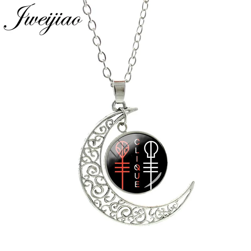 H264 JWEIJIAO, хит, ожерелье с кулоном "Twenty One Pilots Moon", стеклянный кабошон, купольное колье, ожерелье, ювелирные изделия, подарок для фанатов TO25 - Окраска металла: H264