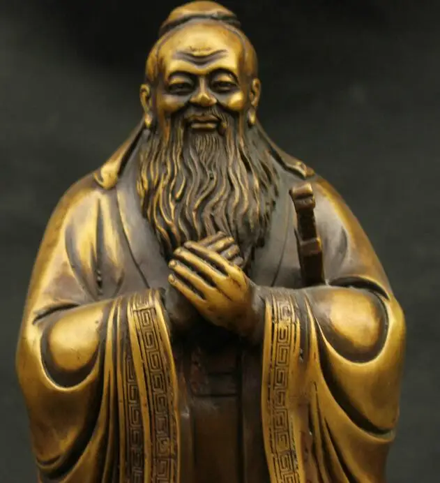 11&quot China Excellent Old Antique Pure Bronze Confucius philosopher Kong Zi Statue | Дом и сад