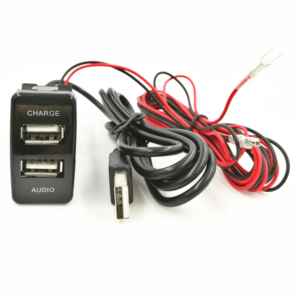 Автомобильное зарядное устройство с USB-интерфейсом 50 шт./лот 5 В 2 1 А + USB-аудиовход