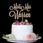 На заказ Mr and Mrs фамилия свадебный торт Топпер, романтический торт Топпер для свадьбы юбилей, Уникальный Свадебный декор