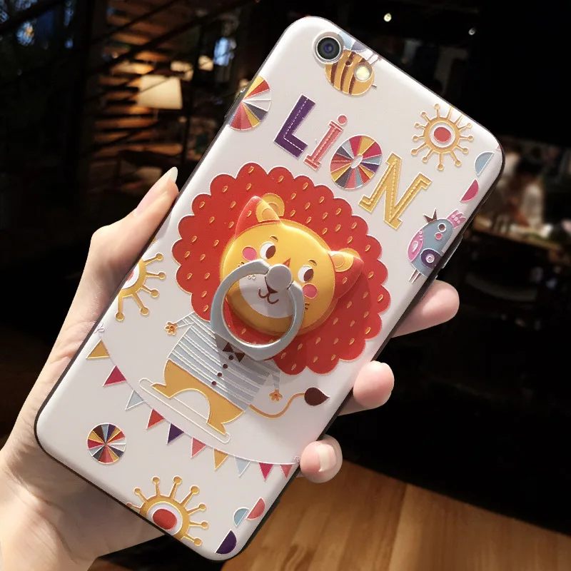 3D тиснение медведь браслет чехол для IPhone X 7 6 8 Xs Max 6plus 7plus 8plus с кольцом пальца