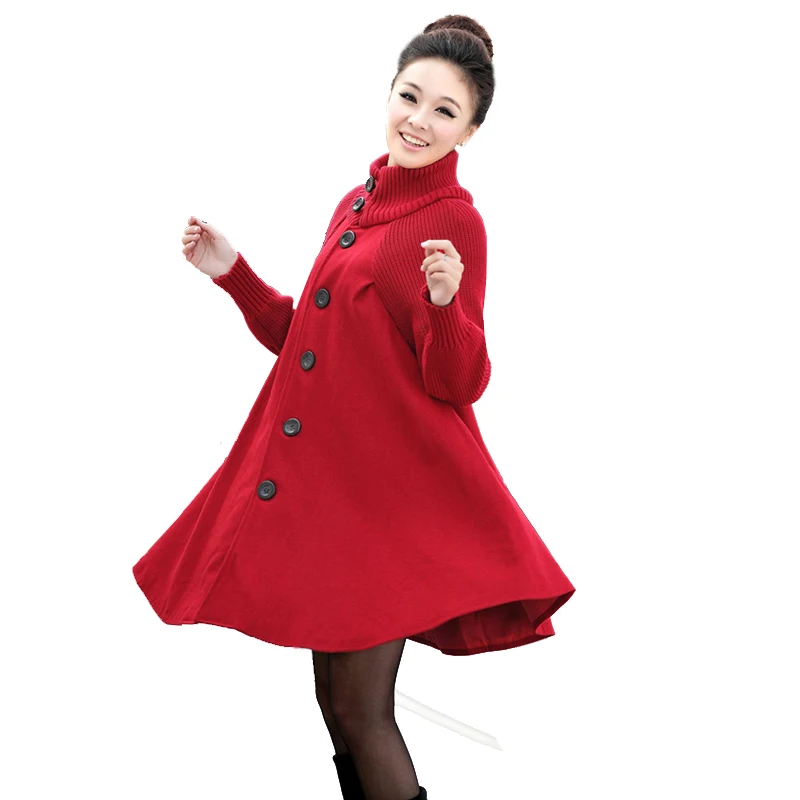 Весна Зима Толстый Свитер Лоскутное Шерсть Dress Женская Одежда С Длинным Рукавом