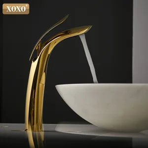 Роскошный смеситель для раковины XOXO, смеситель для холодной и горячей воды для ванной комнаты с одним отверстием, Золотой смеситель, латунный смеситель для раковины, смеситель, кран 23025-1