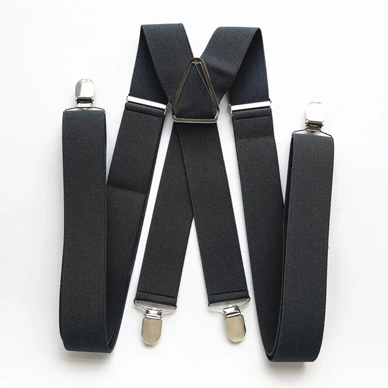 BD054-L XL XXLsize Dark gray men's suspender 3.5 cm width adjustable elastic X back  clips on pants braces for men and women