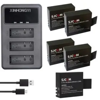 5BatteryAndCharger Sj4000 батарея+ 3 слота светодиодный зарядное устройство для спортивной экшн-камеры SJCAM SJ4000 Wi-Fi SJ5000 Wi-Fi M10 SJ5000X sj6000 sj7000 SJ8000 SJ9000 EKEN 4K H8 H9 - Цвет: 5BatteryAndCharger