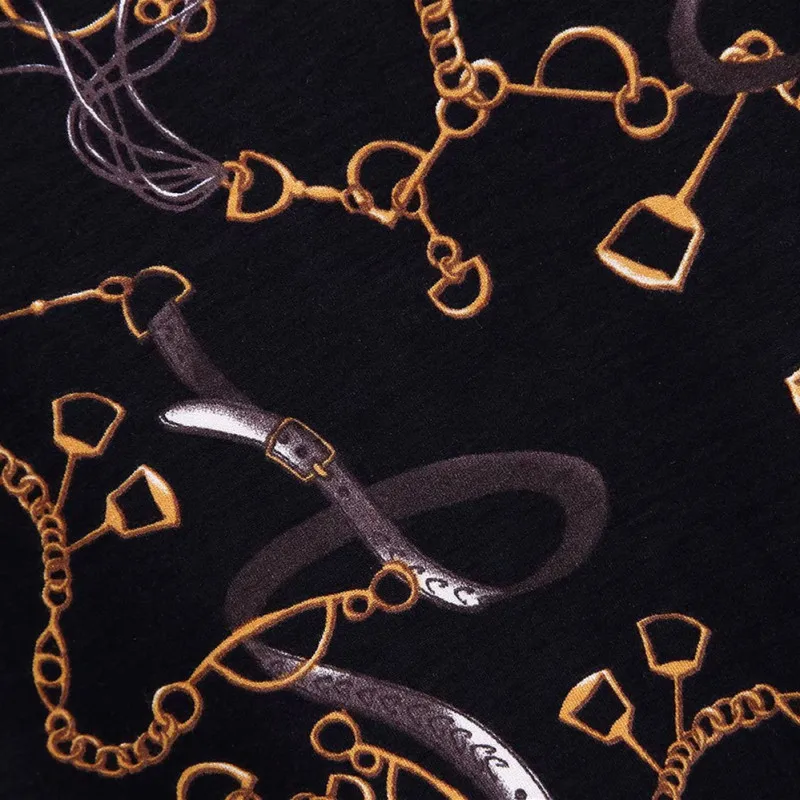 Женское мини платье с принтом в виде цепочки длинным рукавом и круглым вырезом