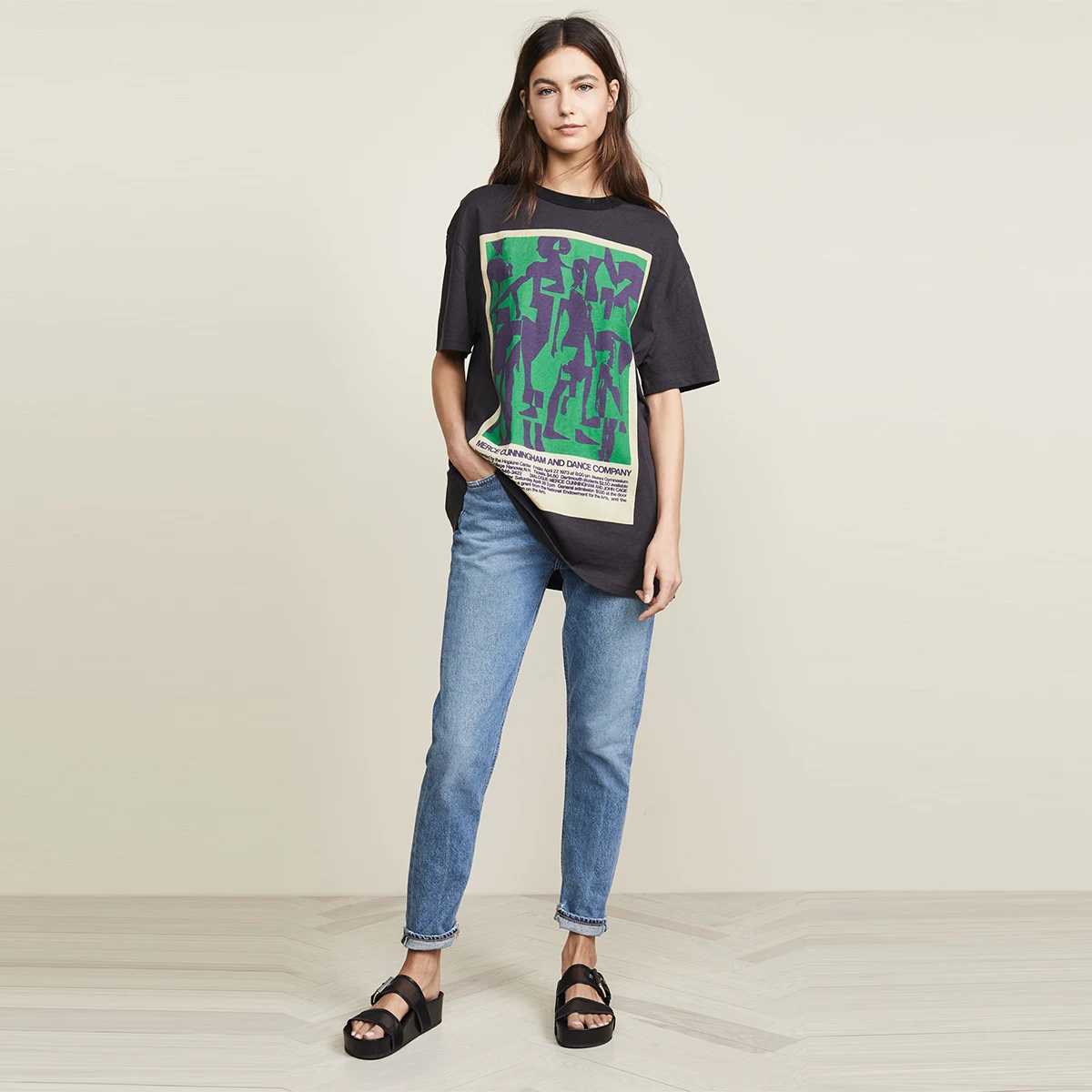 Свободная Длинная черная футболка большого размера женская в стиле бойфренда с