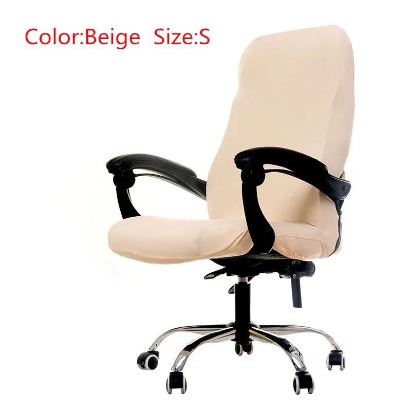 beige size S 3 размера, офисный эластичный чехол для стула, анти-грязные съемные чехлы для стула для компьютерного стула, 4 однотонных цвета, чехол для сиденья для конференц-зала - Цвет: beige size S