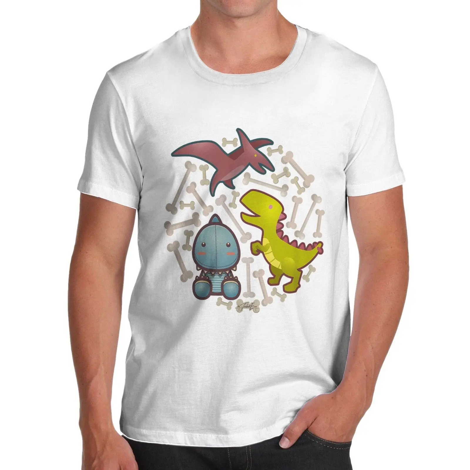 Twisted Envy Men's Baby Dinosaurs T-Shirt 2018 Summer New Brand T Shirt Men Hip Hop Casual Fitness Cartoon Character | Мужская