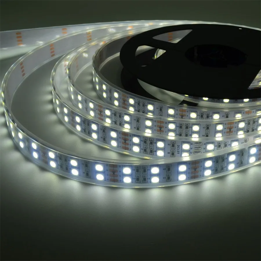 DC12v 120 светодиодов/м RGB Светодиодная лента 5050 SMD светодиодный гибкий светильник s 5 м/катушка двухрядный теплый белый/RGB светодиодный ленточный светильник