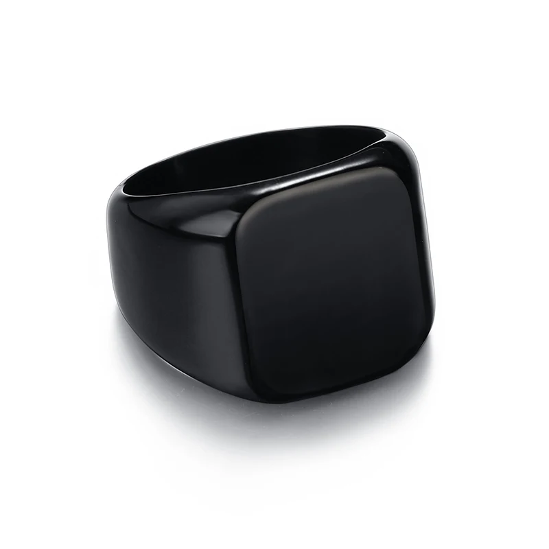 Nextvance Polishing Engraved Signet Ring Square Big Wide Band Название кольца Персонализированный подарок для байкеров Он-дракон Мужчины Punk Jewelry