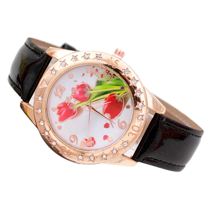 2017 Повседневное Для женщин часы женские Модные С кристалалми и стразами Часы аналоговый кожа кварцевые