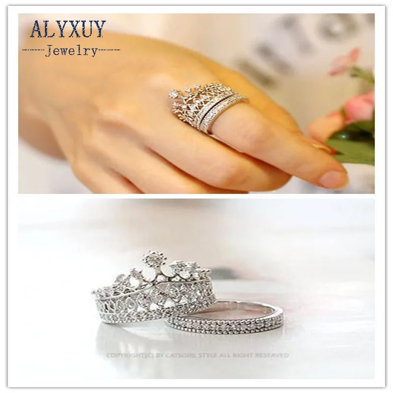 New fashion accessories jewelry Top quality crystal Imperial crown finger ring set for women girl nice gift R1490|fashion set|ring setrings |