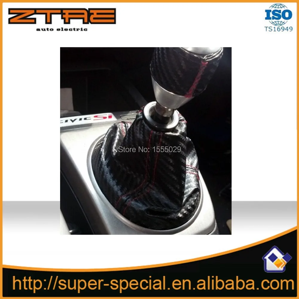 

PVC CARBON FIBER LOOK BLUE STITCH BLACK SHIFT BOOT FOR SHIFT GEAR COVER SHIFTER