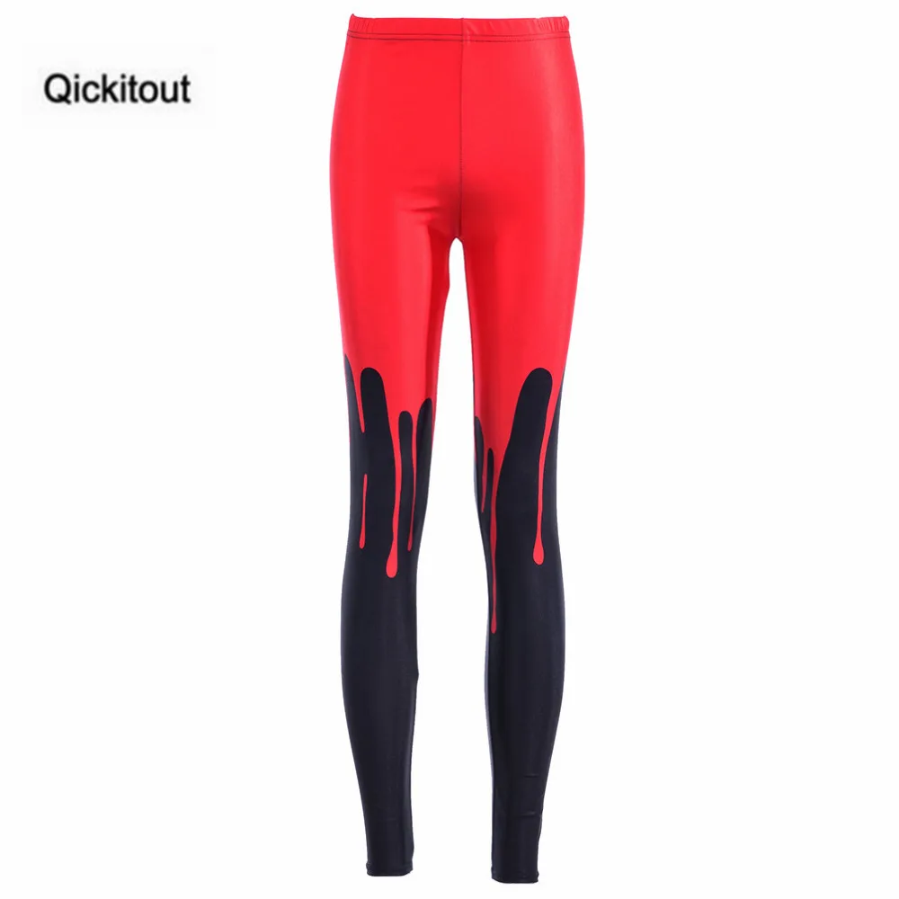Qickitout Леггинсы горячий продукт новые женские красные и черные простые элегантные