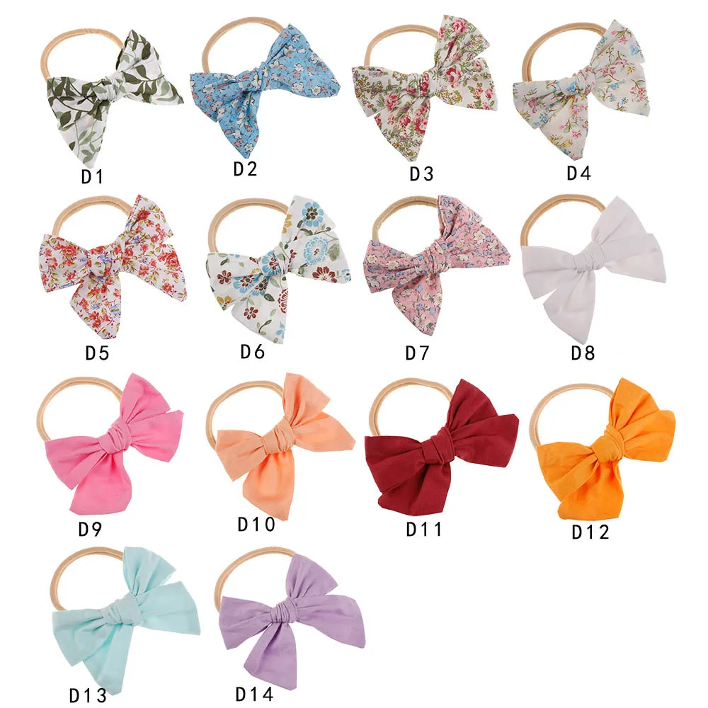 

MengNa 4" Newborn Cotton Fabric Bow Headband Girls Floral Print Hair Bows Nylon Headbands Kids Hair Accessories 36pc/lot