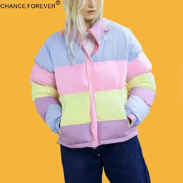Lazy Oaf Маскарона мороженое Цвет теплый хлопок Радуга пальто jaqueta feminina Inverno casaco Feminino