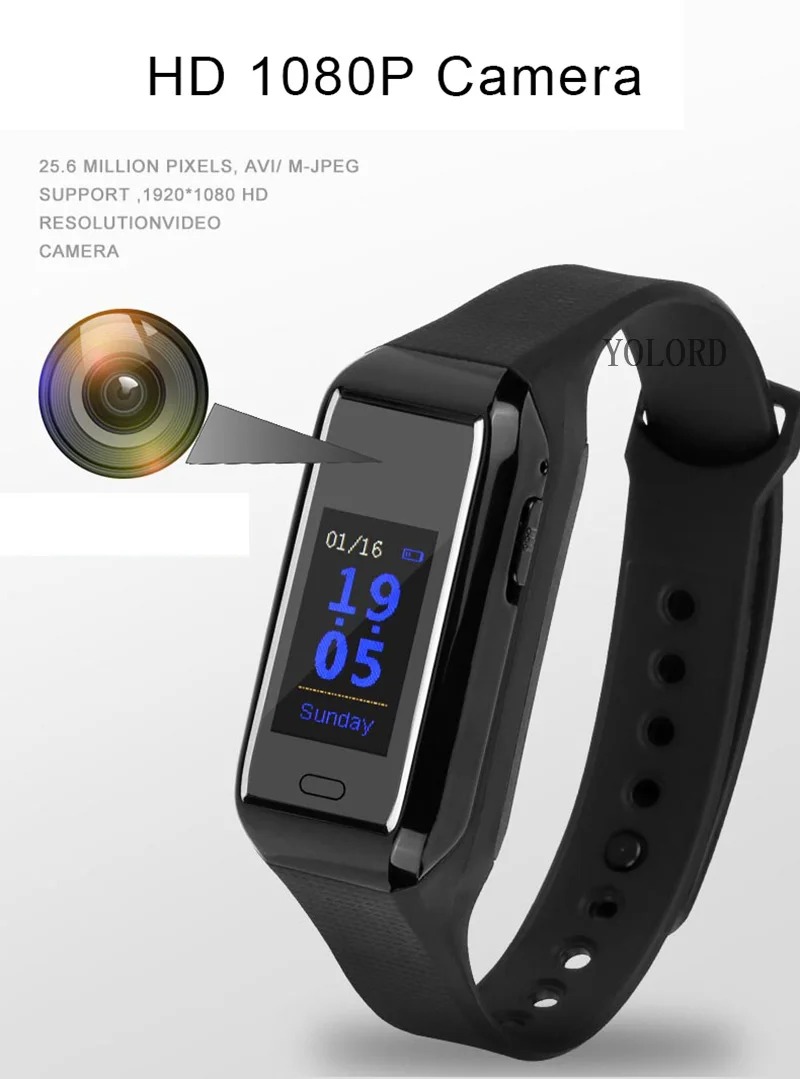 HD 1080P камера Диктофон Видео Аудио Звук Спорт трекер часы SmartBand браслет умный браслет