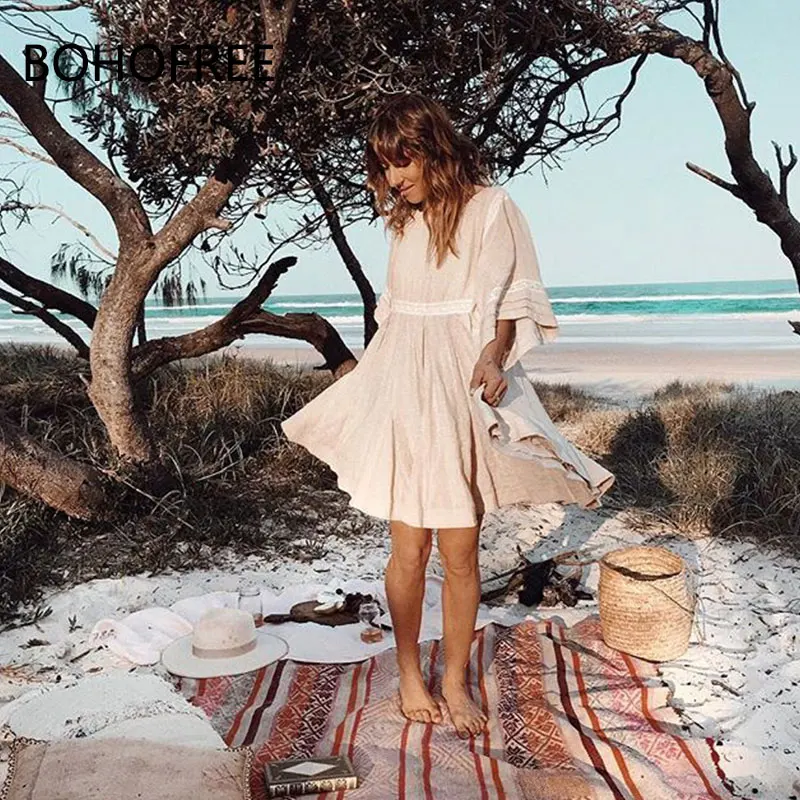 BOHOFREE Paloma мини платье свободное повседневное арабское с драгоценностями Femmes