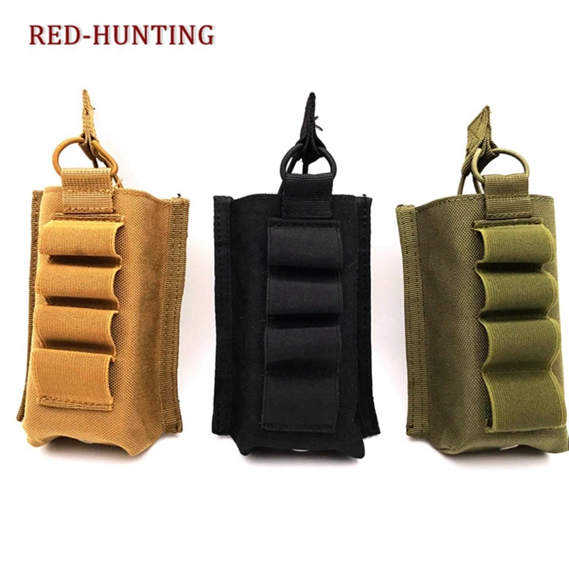 

Magazine Holder 1PC Tactical Molle Compatible Single Stacker Open-Top pistol Mag Pouch With 4 Rounds 12G Shotshell Holder For M4