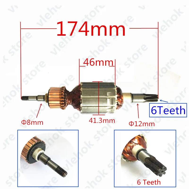 AC220V 240V Якорный ротор для замены MAKITA HR4010C HR4001C HR4011C HR4001CX 513633 7 аксессуары