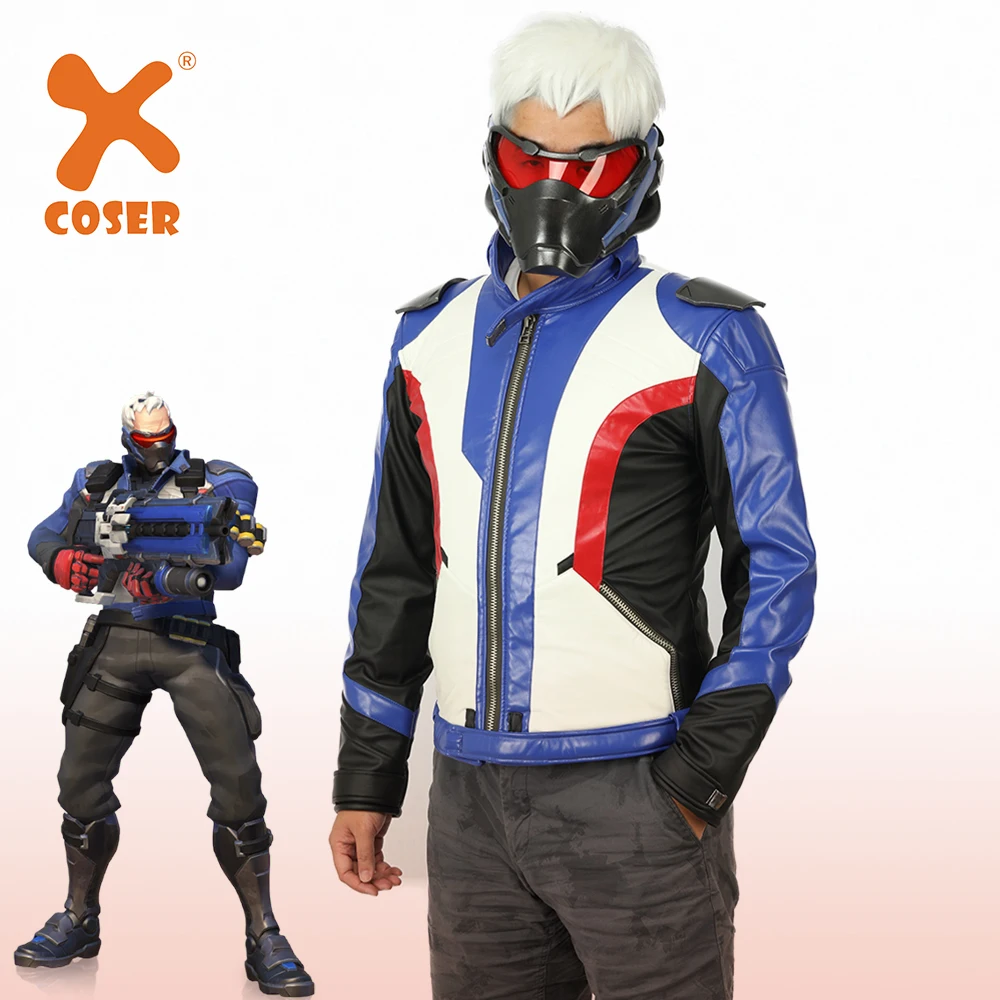 Xcoser OVERWATCH Солдат 76 костюм пальто и брюки Хэллоуин вечерние платья