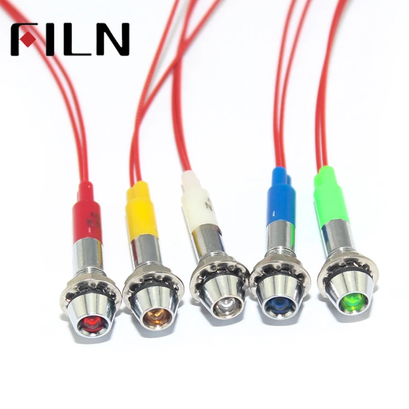 6mm panel lamp red yellow blue green white 12v 220v 24v led warning metal indicator light with 20cm cable lta 207 5 incandescent five layer tower warning light red yellow white blue green with round bottom beacon machine light tower
