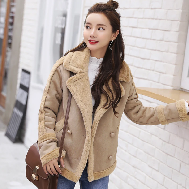 Женское пальто с искусственным мехом KMETRAM корейские куртки ягненка зимняя куртка