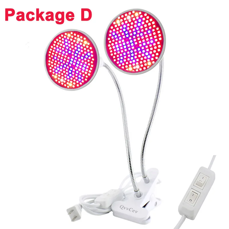 Lamp with Dual Clip Светильник для выращивания растений, для помещений, Двойной УФ, ИК, E27, лампа, Фито, лампа, полный спектр, 200 светодиодный, для выращивания цветов, овощей, с зажимом, семена, гидро-комнатный - Испускаемый цвет: Lamp with Dual Clip