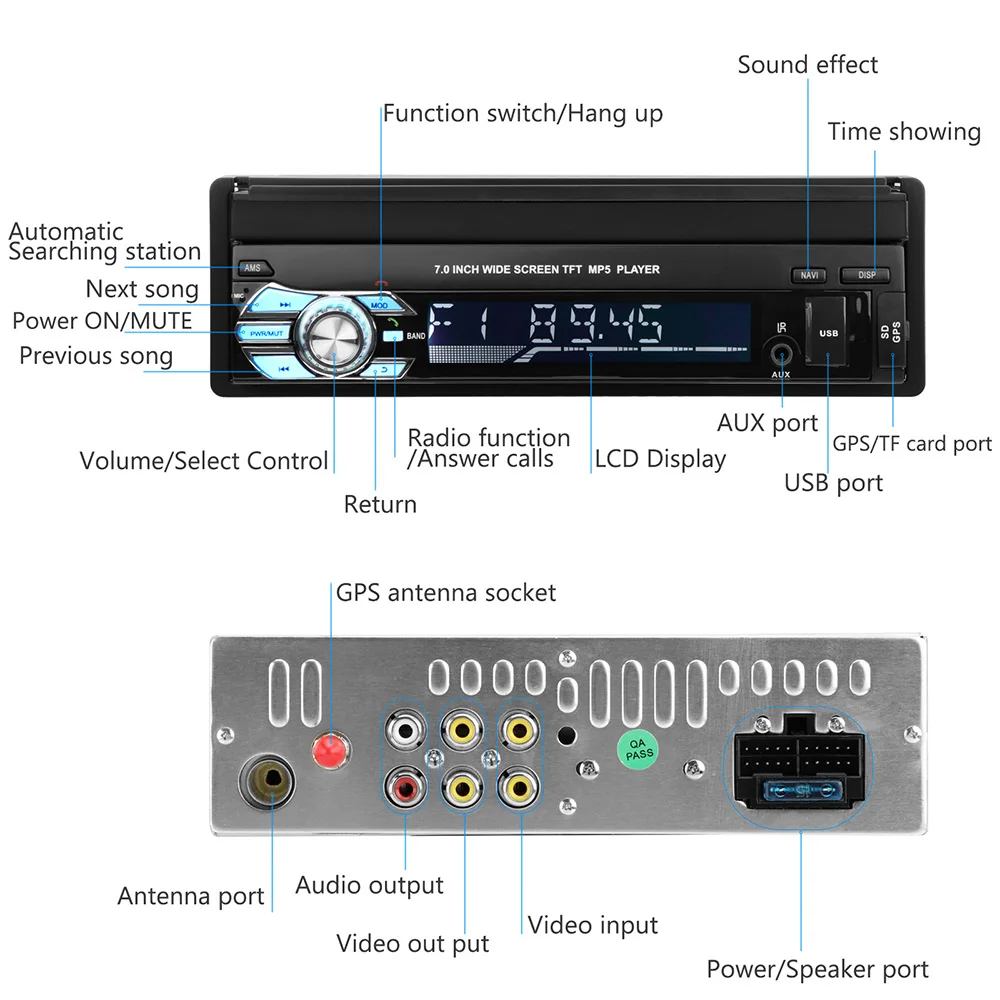 7 &quotсенсорный экран Выдвижной Авторадио GPS Bluetooth Навигация FM радио